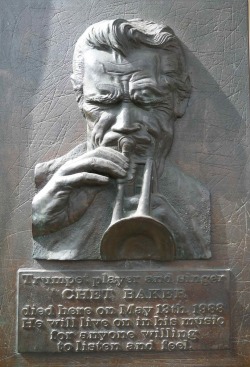 themaninthegreenshirt:  Chet Baker plaque at the Hotel Prins