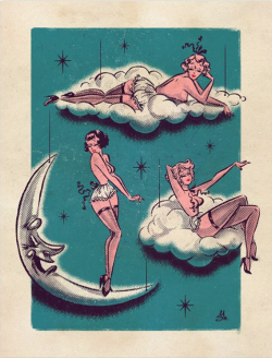 snootyfoxfashion:  Retro Pinup Girl Art Prints by SvetaShubinaGalleryx