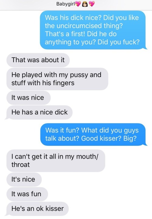 gibby666:Wow! Yesterday was very eventful! @ddygrl’s been talking to and trading pics with a new guy at work. Yesterday she sucked his cock in an empty room at work! Her first uncircumcised cock & first foreign born fella! After she got off, I picked