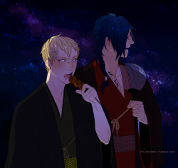 policeghost:  i been wanting to draw koujaku n noiz in yukatas….or