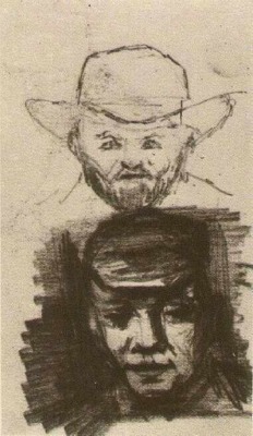 artist-vangogh:  Two Heads Man with Beard and Hat Peasant with