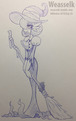 weasselk: Inktober, Day 24. Ballpoint pen. A gardevoir cosplaying