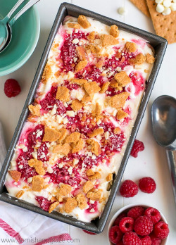 delicious-food-porn:  No-Churn White Chocolate Raspberry Cheesecake