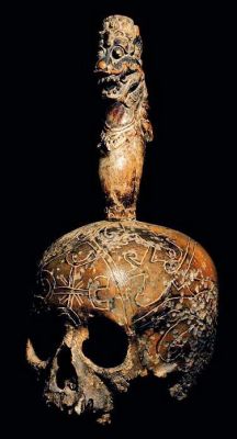 oursoulsaredamned:  DAYAK CARVED: HEAD HUNTING HUMAN TROPHY SKULL