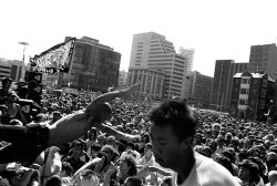 vaticanrust:  Stage diver at “Rock Against Reagan” concert