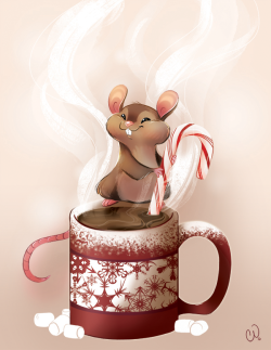 thebottled-art: Happy Holidays Tumblr! Here is a cute mouse.