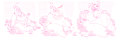 tasty-butterpear:  A sequence drawn for my lovely girlfriend of her in her favourite fairy tale, Hansel and Gretel, getting fattened up to be eaten.   