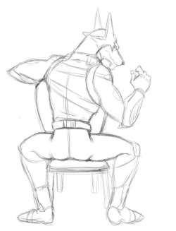 Rough sketch of Doggie Kruger in his DekaMaster costume!