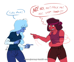 leonarajourney:  Ruby is VERY ticklish on the sides and Sapphire