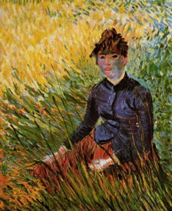 artist-vangogh:  Woman Sitting in the Grass, Vincent van GoghMedium: