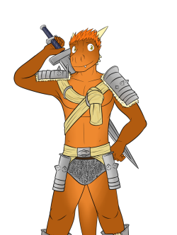 Here’s an argonian in skimpy revealing armor.