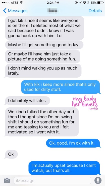 myladyherlovers:  Texts between Lady and me.  During the texts in the first screenshot I was pretty sure she was just teasing me. Turned out I was very wrong. 