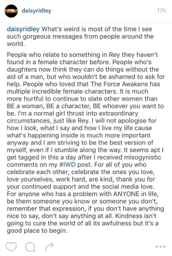 gifstarwars:  Daisy Ridley (@daisyridley) responding to body