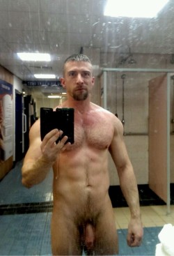 rugbyplayerandfan:  Rugby players, hairy chests, locker rooms
