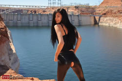 zoeykush:  Zoe Rush visits the Glan Dam in Arizona in her crotchless