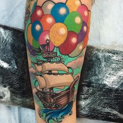 tattoosnob:  Balloon Ship tattoo by @joshwoods at @black13tattoo