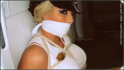 superbounduniverse:  Brooke as a cop bound and gagged in the