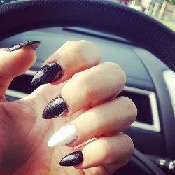 Nails done! #nails #salon #fashion #black #white