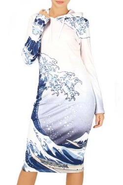 sneakysnorkel:  The Great Wave off Kanagawa.  Hooded Dress Fashion