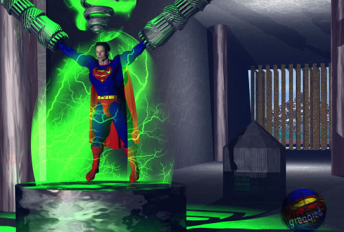 Under a kryptonite ray !Â Thanks, my friend…I love see Superman in peril, weakness and suffering !