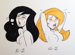 pinupsushi: Shego: E-2 / Kim: G-2  These two were beside each