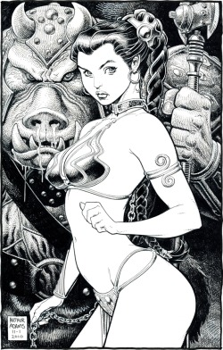 alexhchung:  Slave Leia and Princess Leia by Arthur Adams