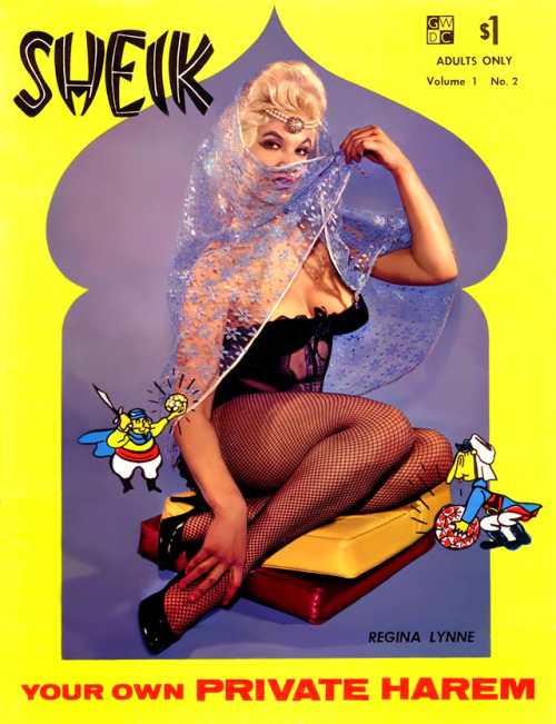 Regina Lynne Appears as a sultry Harem Girl on the cover of (Vol.1-No.2) ‘SHEIK’ magazine; published by ABC Publications..More pics of Regina can be found here..