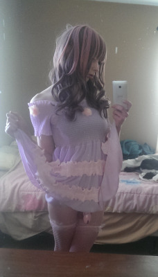 sissyjessystuff: Me in my purple dress! I felt so girly and slutty