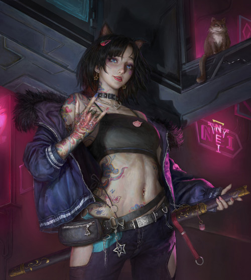 xsirboss:   叛逆少女   Nie Weihttps://www.artstation.com/artwork/o2gzWJ 