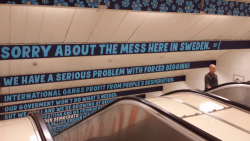 Today we went to the subway station where the racist propaganda