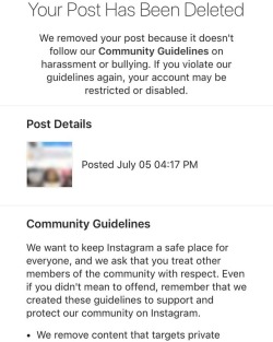 Instagram didn’t like me making a post saying someone was Harassing