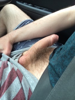 bbhairycouple:  Love getting Adams cock out in the car. His big