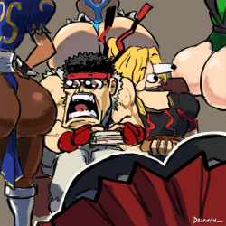 dreaminerryday:  ryu and ken being assaulted by thicc 
