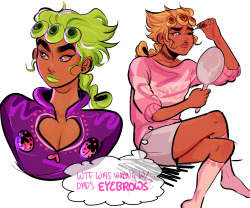 tenkko:  i have a headcanon that giorno has big brows like his