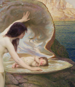 indra-ozora: Herbert James Draper - A water baby oil on canvas