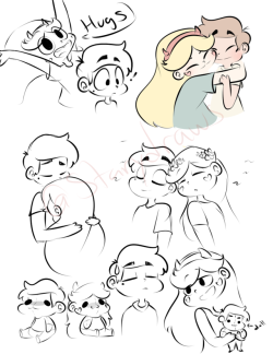 starydraws:  Starco sketches- hugs and dolls./Mario cosplayHugs-Requested