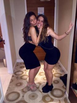 Two tight dress. Two fat asses