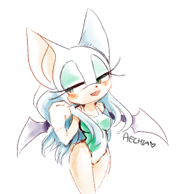 aechia:  a doodle thing i did of rouge with long hair :^)