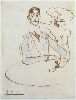 ehoradote: Pablo Picasso, Au café, 1900Watercolor on paper