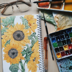 dianneclaudine:Painted sunflowers for the first day of 2018.