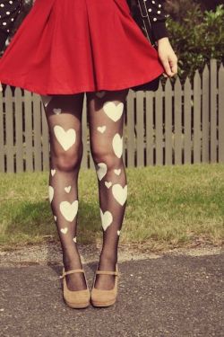 pinup-l0vers:Heart tights, perfect for a little Valentine’s