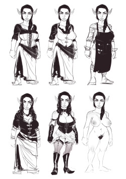 Designing outfits for Vera. From the top left: Everyday clothes