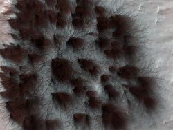 canadian-space-agency:  Starburst pattern seen on Mars surface.