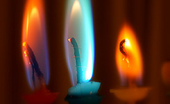 cat-eye-nebula:  Colored flames/candles 