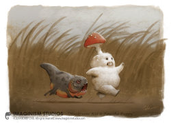 Mushroom Kid and Piranha Puppy, by Bobby Chiu( ^_^ )