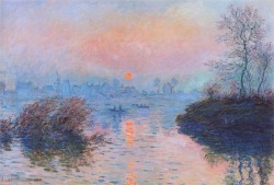 lonequixote:  Sunset on the Seine at Lavacourt, Winter Effect
