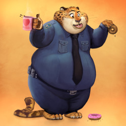 gamutfeathers:  “When you’re hands are full”  Clawhauser