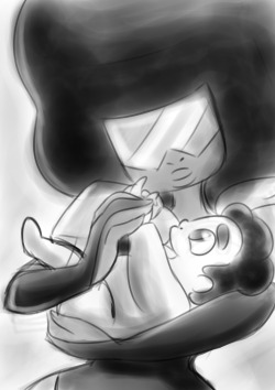 princesssilverglow:  Quick sketch 2: Garnet and Baby Steven ♥