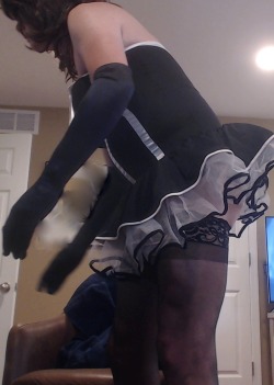 sarahsassie:  I lost the bet and had to do whatever you want. I knew you wanted me to clean up the house, but I didnâ€™t realize that you had bought a maids outfit for me to wear. Â Of course it was too short and when I bent over you got a great view