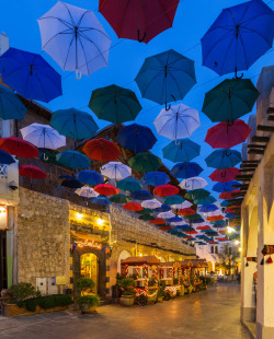 fashion-clue:  earthunboxed:  Umbrella Street in Doha, Qatar